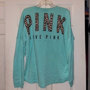 PINK cheetah crew neck sweatshirt (turquoise)